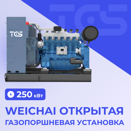 Газопоршневая установка Weichai 250 кВт открытая